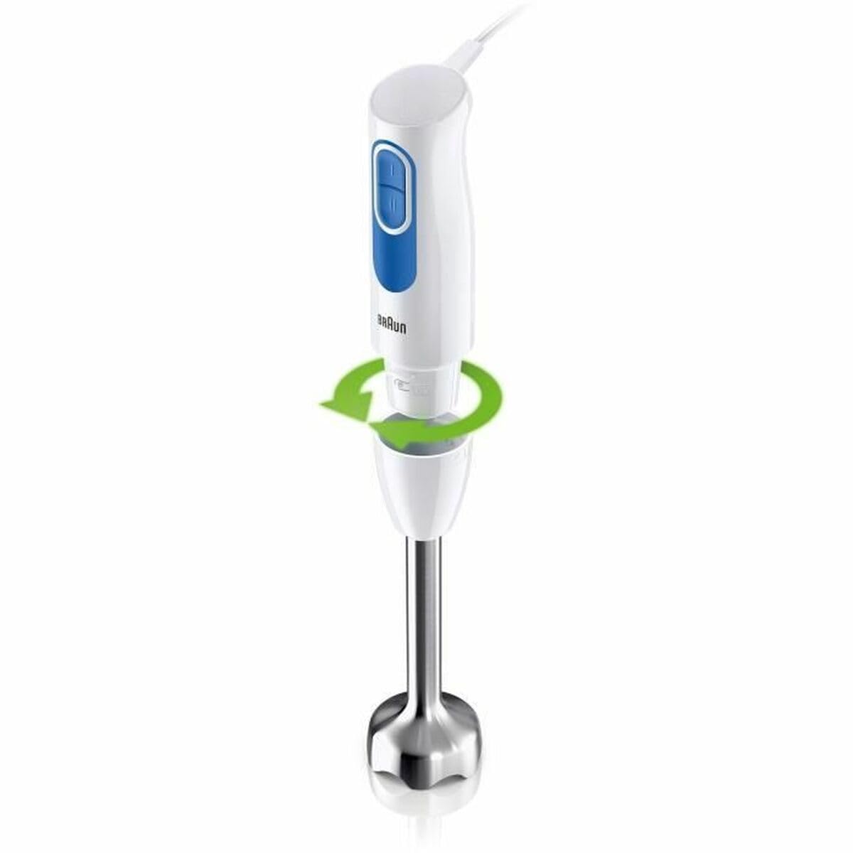 Braun MultiQuick 2 - Mixeur plongeant avec mini hachoir et fouet pour soupes, smoothies et purées bébé, 2 vitesses, verre doseur, 600W, Blanc (MQ20236MWH)