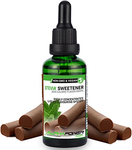 ALPHA POWER FOOD®: Stevia líquida natural - Stevia Gotas de turrón, Edulcorante...