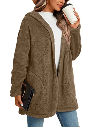 LONGYUAN Womens Jacket Winter Coats Hooded Cardigan Fleece Sweaters2