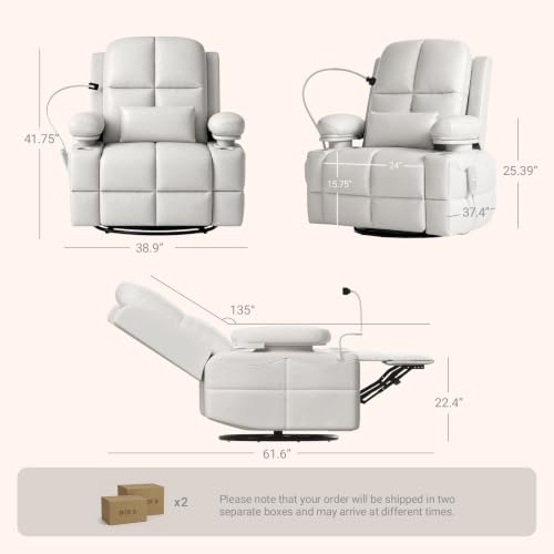 Image of MAMAZING Lullapod Power Nursery Rocking Chair with HugAssist Armrest | Triple Motor Power Nursing Recliner with 270 Swivel Glider & Quiet Rocking, Dual Charging Ports & Built-In Storage