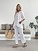 Women's Linen 2 Piece Outfits Rolled Sleeves Tops Wide Leg Trouser Pants Suits Summer Casual Dressy Linen Sets