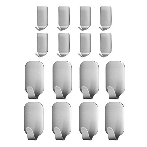 Preisvergleich Produktbild Bescita Wandhaken Selbstklebend Haken Ohne Bohren Edelstahl Wasserfest Wandhaken für Garderobe Küche Bad Handtuchhaken Handtuchalter Garderobenhaken Türhaken 16pc