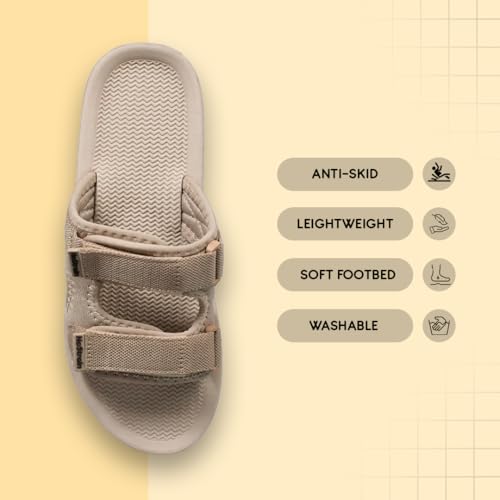 Image of NoStrain Men's Casual Sandals - Comfortable, Washable & Waterproof Open-Toe Footwear for Men with 4-Point Adjustable Velcro Strap, Heel Cushioning & Triple-Density Sole