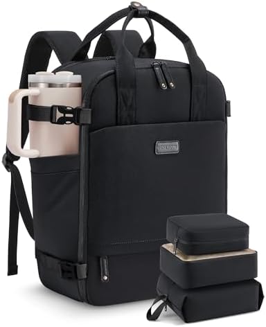 LOVEVOOK Handgepäck Rucksack Flugzeug, Reiserucksack Damen Groß 17.3 Zoll Laptop Travel Backpack Women Weekender Reisetasche Wasserdicht Carry On Cabin Luggage Bag für Business Rei