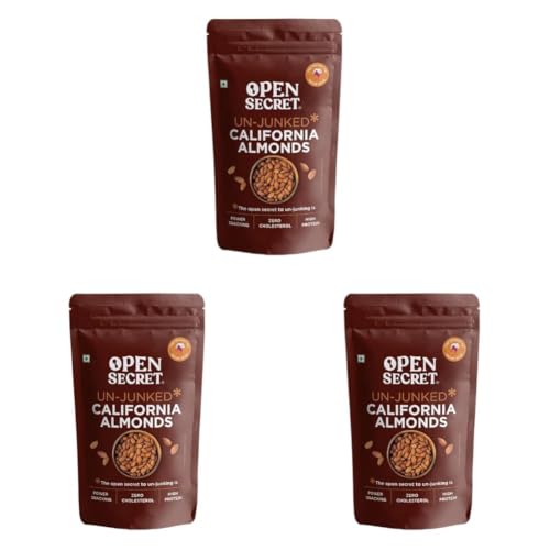 Image of Open Secret Almonds | 450g | Dry Fruits, Badam, Premium California, Organic, Badam Giri, Rich in Fiber, Boost Immunity, Healthy Nutritious Delights & Gluten Free (Pack of 3)