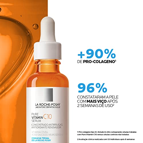 La Roche-Posay Pure Vitamine C10, Vitamina C Pura, Concentrado renovador e corretor, Ácido Hialurôni