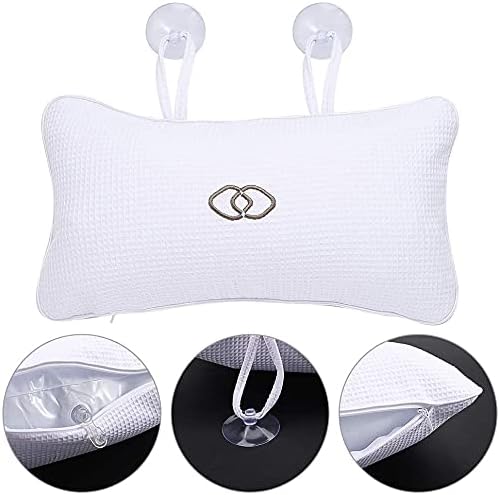 YUET Anti-slip Non-Slip Bathtub Pillow Home Spa Bath Inflatable Cushion Head Neck Back Shoulders Rest Relax Suction Cup Bathroom Support for Hot Tub Luxurious Headrest
