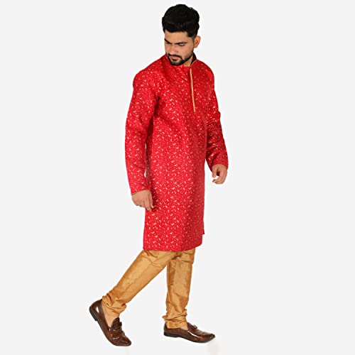 Image of Pro-Ethic Style Developer Men's & Boys Silk Floral Baap Beta Kurta Pajama Set | Father Son Matching Dresses | | (B-111)
