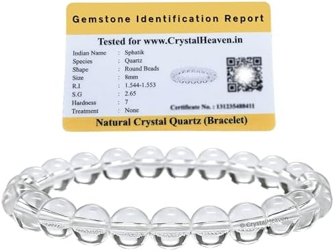 Certified Clear Quartz Bracelet for Women Men with Healing Crystal