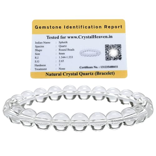 Image of Certified Clear Quartz Bracelet for Women Men with Healing Crystal