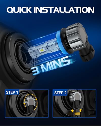 Image of Laxmas LM1A Super Brightness 9005 H11 Bulb Combo, 900% Brightness Upgraded, 56,000LM Brightness LED Light, HB3 and H8 /H9 Bulbs Wider Driving Vision, 6500K Cool White, Plug and Play, Pack of 4