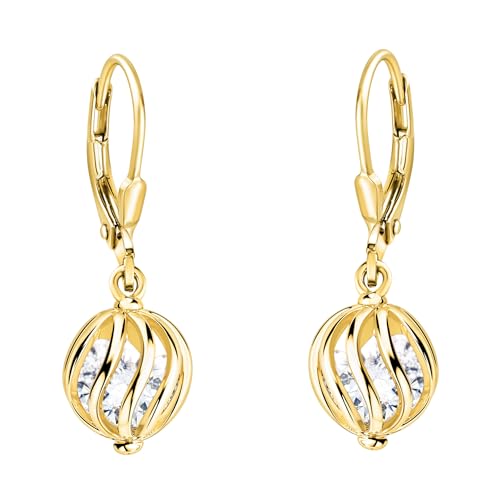 Boucles d'oreilles en argent 925 pendantes femme avec boule de zirconium