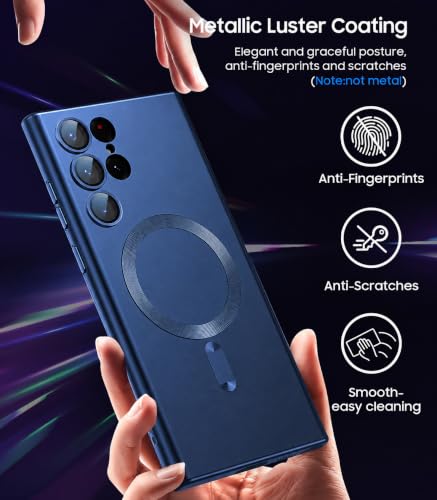 Image of DIZORO Samsung S24 Ultra Case, Compatible with Mag Safe Back Cover, Matte Luxury Metallic Luster Flexible TPU Wireless Charging Shockproof Case with Camera Protector (Metallic Silver)
