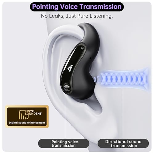 Image of WeCool Moonwalk M1 Pro Open Ear Earbuds Wireless with 360 Panoramic Sound, Bluetooth 5.4 Ows Earphones with Call Noise Reduction, Ear Safe Headphones with Mic, 60H Playtime, LED Display, IP55