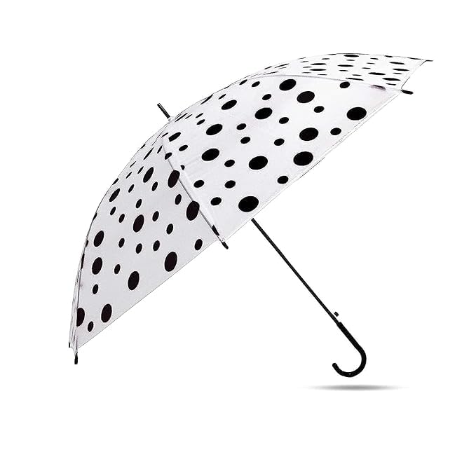 Polka Dot Umbrella, White, Rain and Sun Protection, Windproof with Auto Open Close Feature-picture-27