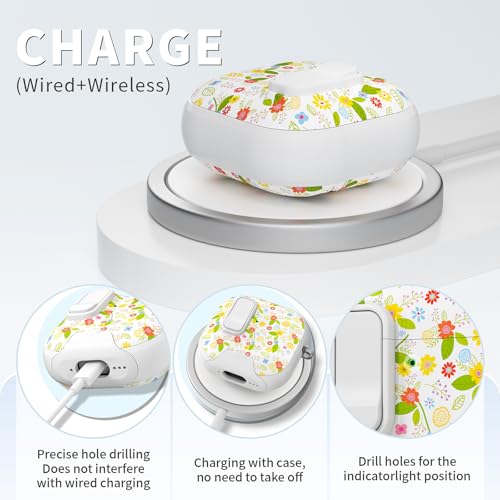 Image of for AirPods 4 Case with Safty Lock & Phone Stand,Cute Floral Pattern Style
