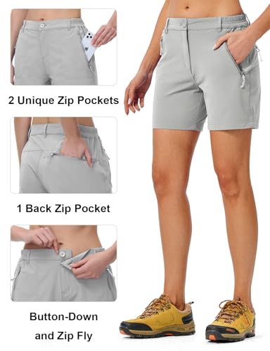Image of TBMPOY Women's 6 inch Hiking Cargo Shorts Quick Dry with Pockets Work Golf Short Lightweight Outdoor Active Summer for Women