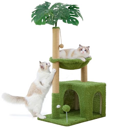 Woochpet Large Cat Tree for Indoor Cats, Multi-Functional Comfy Cat Bed-48in Tall Cat Tower with Scratching Post, Cozy Hammock for Kittens and Adult Cats, Cute Condo with Toy