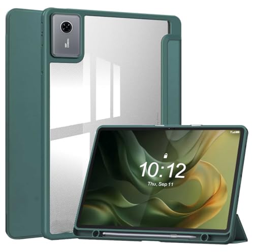 Image of ProElite Cover for Motorola Pad 60 Neo 11 inch 2025, Smart Flip Case Cover for Motorola Pad 60 Neo 11 inch 2025 with Pen Holder, Dark Green [Transparent Back]