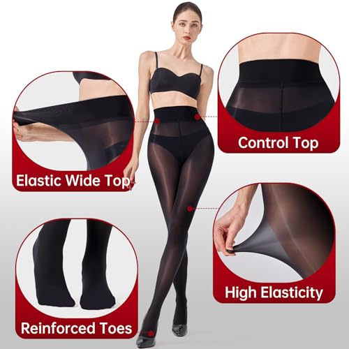 Shiny Pantyhose for Women Shimmer Sheer Tights Silk Oil High Waist Stockings3