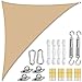 Fengflaw Sand Sonnensegel, dreieckiges Oxford Tuch atmungsaktiv UV-Block Outdoor Sonnensegel Baldachin, rechtwinkliger Schatten Tuch Block Sonnenschirm Gartenmarkisen, für Terrasse/Garten,3×3×4.3m