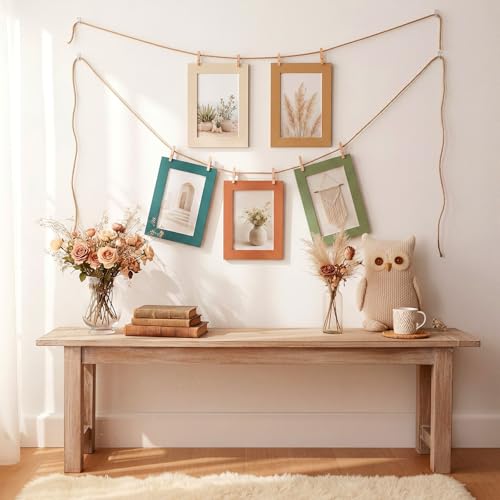 Image of AmazingSpark 50 Pack Boho Picture Frames for 4x6 Photos, Paper Photo Frame Bulk in 5 Earth Tone Designs, Rustic Bohemian Cardboard Picture Holders for Table Display, Gallery Wall, Party Favors Decor