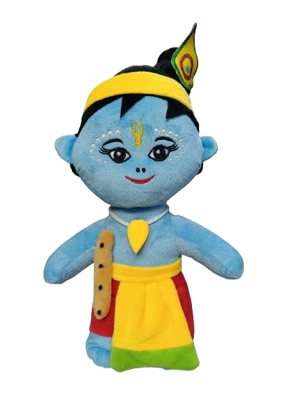 Image of AVSHUB Hindu Idol Soft Plush Toy | Devotional Hindu God Standing Krishna with Flute for Kids | Religious Stuffed Toys for Boys & Girls | Toy for Car Dashboard, Temple & Gifting (Size-30cm)