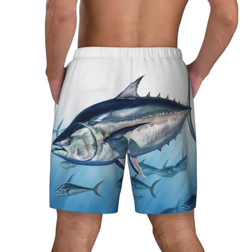Men's Swim Trunks Quick Dry Board Shorts Bluefin Tuna Thunnus Beach Shorts with Pocket Bathing Suits for Men3