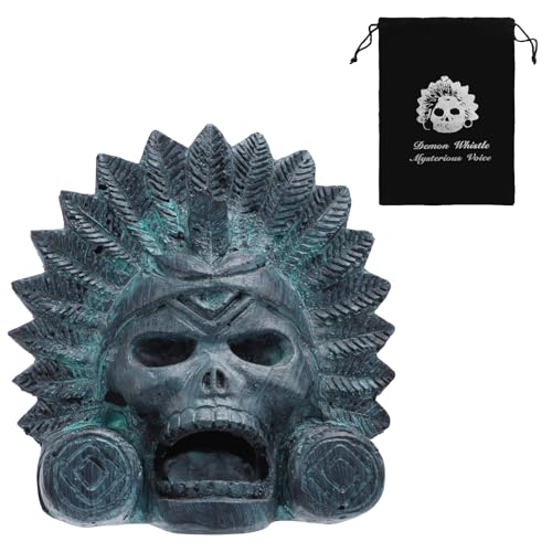 Schreiende Aztekische Todespfeife 125 dB Bronzewaren-Design Dämonenpfeife Authentische Menschlich Klingende Schreie Aztekische Kriegspfeife mit Kordelzugbeutel für Halloween Geschenk