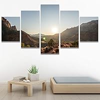 SIGNWIN 5 Panel Canvas Wall Art Setting in The Trees for Home Decorations Ready to Hang - 60