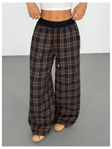 Image of SOLY HUX Women's Plaid Checkered Pants Flannel Pajama Pants with Pockets