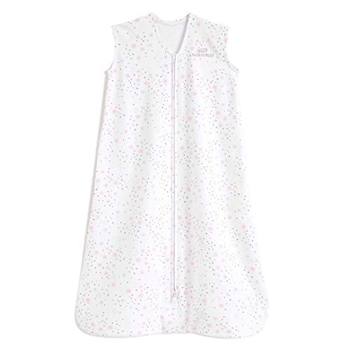 Image of HALO SleepSack, 100% Cotton Wearable Blanket, Swaddle Transition Sleeping Bag, TOG 0.5, Midnight Moons-pink, Small, 0-6 Months