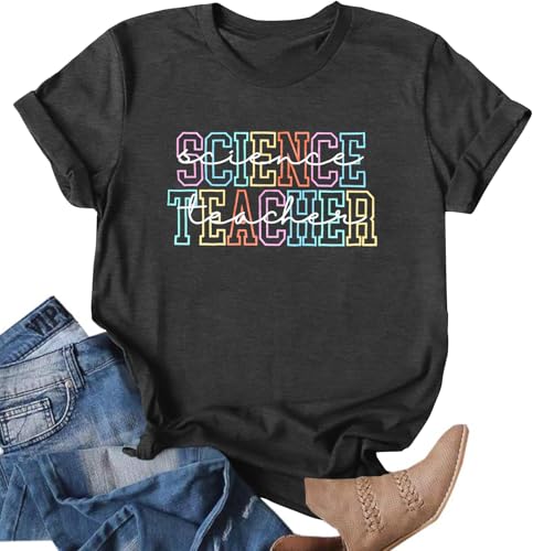 Science Teacher Shirt Women Floral Beakers Graphic Tee Chemistry Teacher Shirt Lab Gift Scientist Laboratory Tops