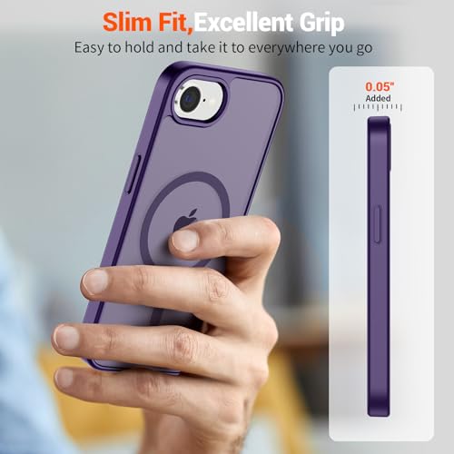 Image of SUPFINE Magnetic for iPhone 17e Case /iPhone 16e Case 2025 (Compatible with MagSafe)(Military Grade Drop Protection) Slim Translucent Matte Shockproof with Anti-Fingerprint Phone Case,Dark Purple