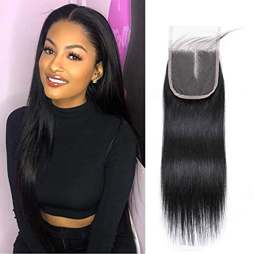 Beauhair 10 Inch Brazilian 8A Straight Hair Closure Middle Part Swiss Lace Closure Natural Color Human Hair Lace Closure