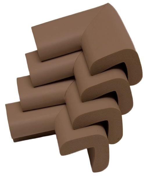 Image of KidKusion Child Safety Corner Cushion | Brown | 12 Pack | Made in USA, Child Safety, Child Proofing Corner Guard, Bed Frame Protector, Baby Proof Table Protector