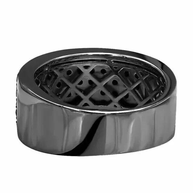 Men's Statement Ring with 3.50CT Round Black Simulated Diamond – Bold & Stylish in 14K Black Gold Plating3