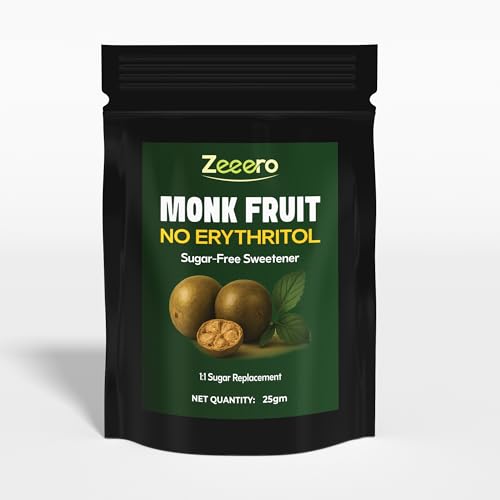 Image of Zeeero Monk Fruit Sweetener without erythritol | Monkfruit Sweetener with Zero Calories | 1:1 Sugar Replacer | Monk sugar /monk fruit powder | No Preservatives