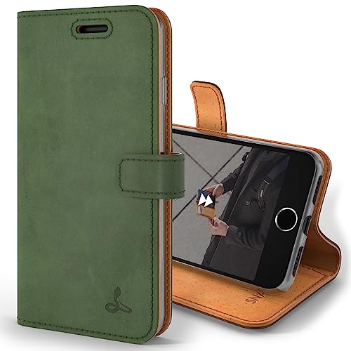 Coque iPhone SE en cuir véritable patiné style vintage chic
