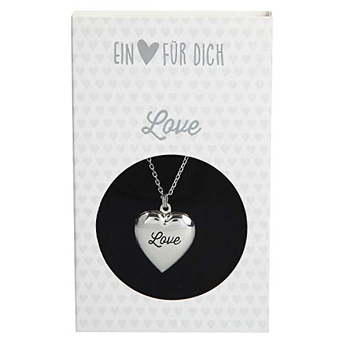 Preisvergleich Produktbild Depesche 10801.002 Halskette mit Herzanhänger Medaillon, versilbert und nickelfrei, mit Aufschrift Love, Länge 40-46 cm, Silber