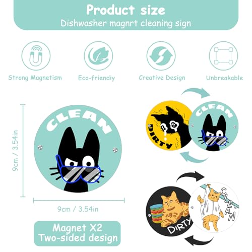 2 imanes decorativos de gato para lavavajillas miniatura 2
