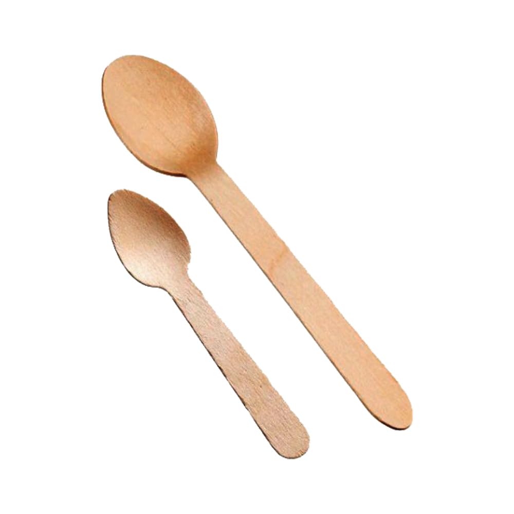 1000 Cuillères à dessert jetables en bois 110 mm compostables et biodégradables