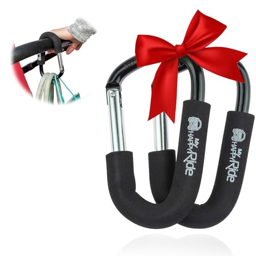 Clips de poussette/mousquetons (lot de 2) pour poussettes - Crochets de fixation solides et durables pour poussettes - Breloques universelles