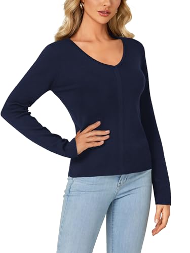 Image of LYANER Women's Fall Sweaters V Neck Long Sleeve Slim Fit Pullover Knitted Tops