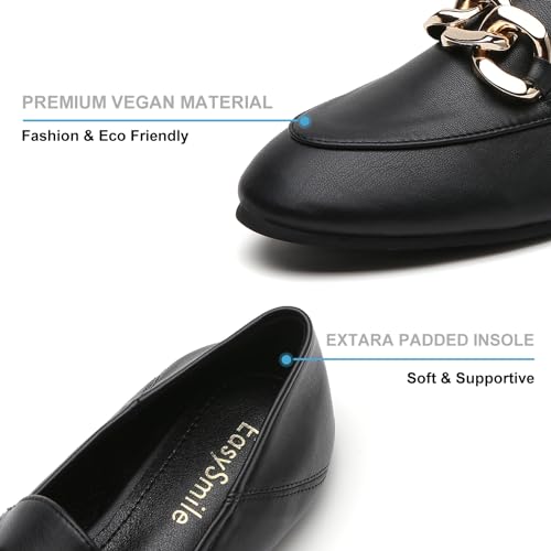 Casual Chain Loafers for Women Work Flats Round Toe Business Backless Ballet Flats Metal Décor Driving Slip on4