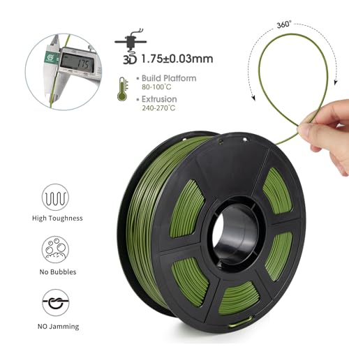 Image of iSANMATE ASA Filament 1.75mm Army Green 1KG, UV & Weather Resistant 3D Printer Filament Perfect for Outdoor Functional Parts, Dimensional Accuracy + /- 0.02mm, 1kg Spool (2.2lbs)