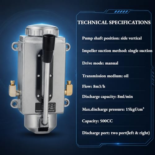 Image of AUNMAS Manual Lubrication Pump 500CC with Dual Outlet, CNC Machine Oil Pump for Milling Drilling Cutting Equipment