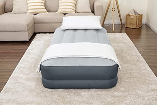 SleepLux Twin Air Mattress Supersoft Snugable Top Extra Durable Tough Guard with Built-in Pillow Raised 15" Airbed with Built in Pump + USB Charger Twin 15"
