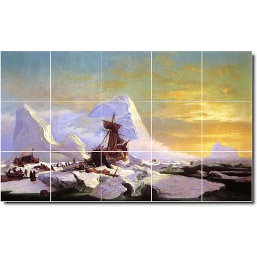 Ceramic Tile Mural-William Bradford Waterfront Painting 388. 21.25