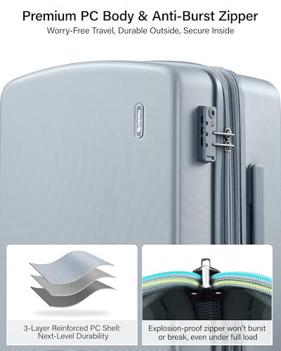Image of Hanke 20 Inch Expandable Carry On Luggage, Hard Shell with Side Hook